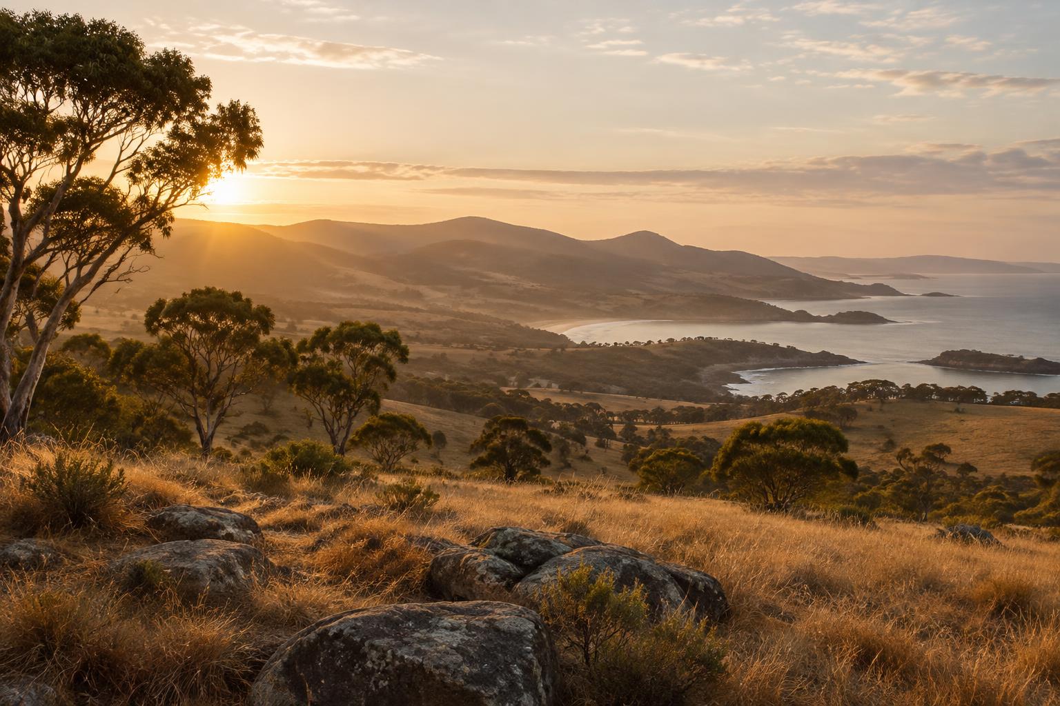 Coastal New South Wales country in the first light of morning